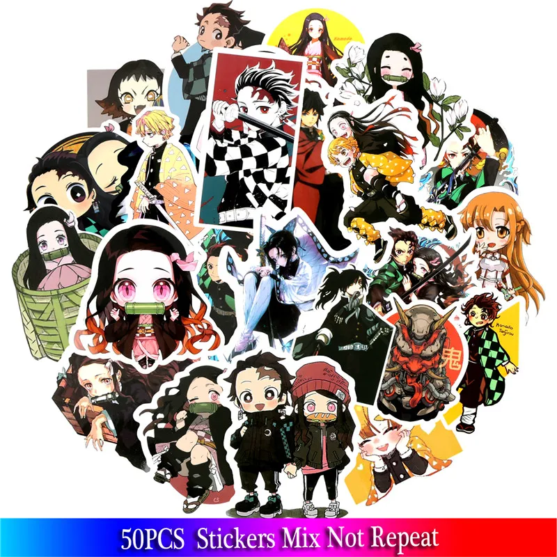 2019 50 шт в наборе демон убийца: Kimetsu без Yaiba аниме стикеры наклейки из ПВХ стиле