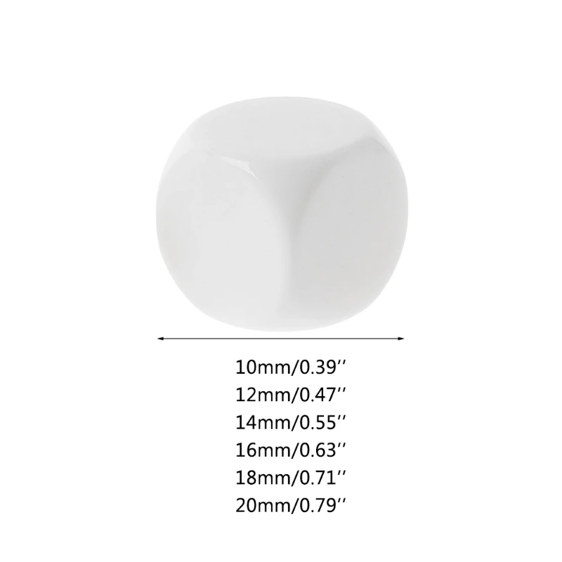 

H4GF 10Pcs/Pack New Acrylic White Blank Dice Teaching Props Game Accessories Mathematical Tools Rounded Corner