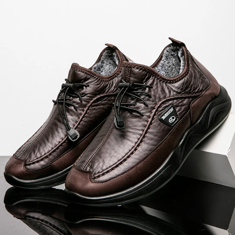 

Valstone 2020 Men's Leather Shoes Quality Autumn Winter Casual Flats Shoes Black Lace-Up Breathable Male Footwear Large Size 46