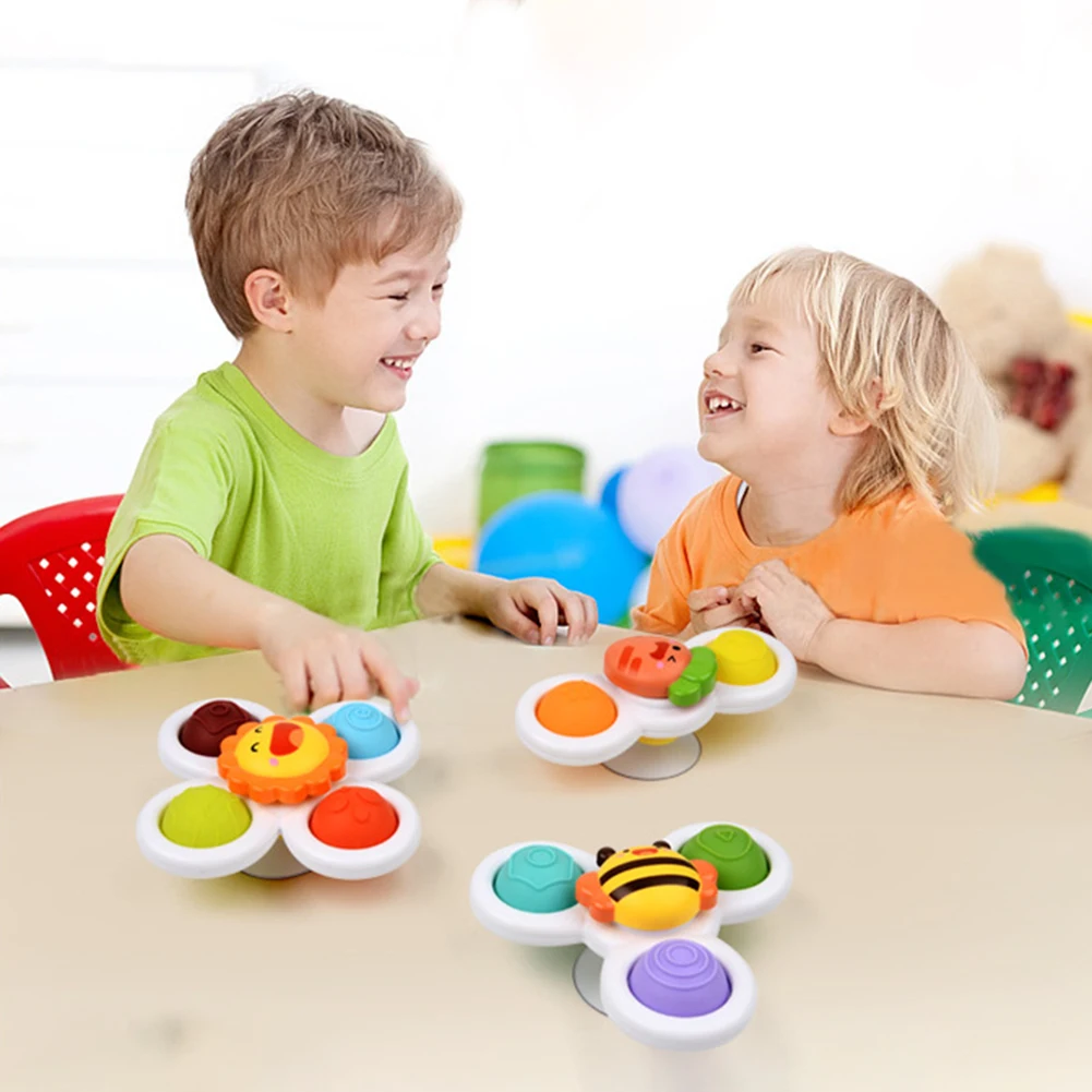 

Baby Cartoon Dimple Fidget Toy Spinner Rattle Kids Colorful Stress Relief Early Education Pressing Board Baby Toys