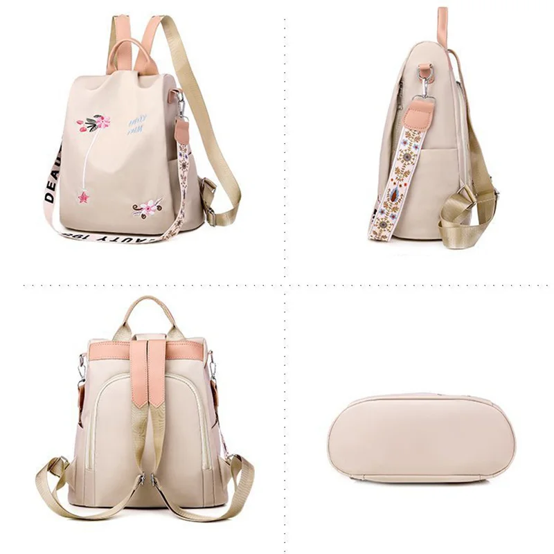 Новые анти кражи Оксфорд рюкзаки для женщин в китайском стиле вышивка сзади