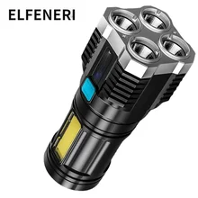 Quad-Core Bright LED Flashlight Strong Light Rechargeable Super Bright Small Special Forces Outdoor Multi-Functional Spotlight