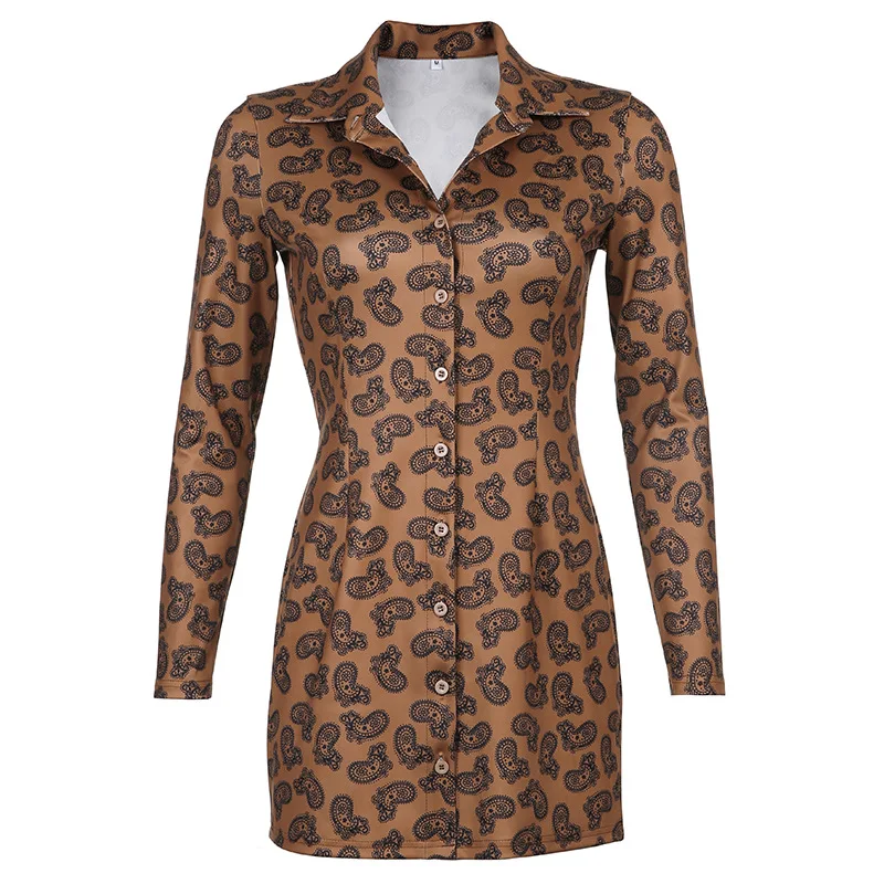 

HOUZHOU Sexy Long Sleeve Bodycon Dress Elegant Mini Dresses for Women Office Lady Print Vestidos Elegantes Para Mujer fashion