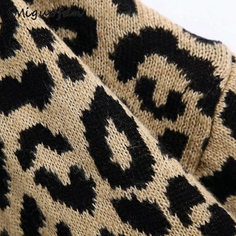 

Miguofan Leopard Knitted Sweater Cardigans Women Za Winter Elegant Ladies Plus Knitwear Oversize Cardigan Loose Female 2021 New