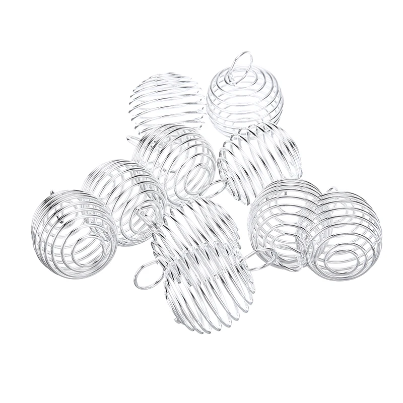 10pcs Silver Plated DIY Necklaces Pendants Simple Spiral Bead Cages Pendant Vintage Necklace Jewellery Findings 25mm | Украшения и
