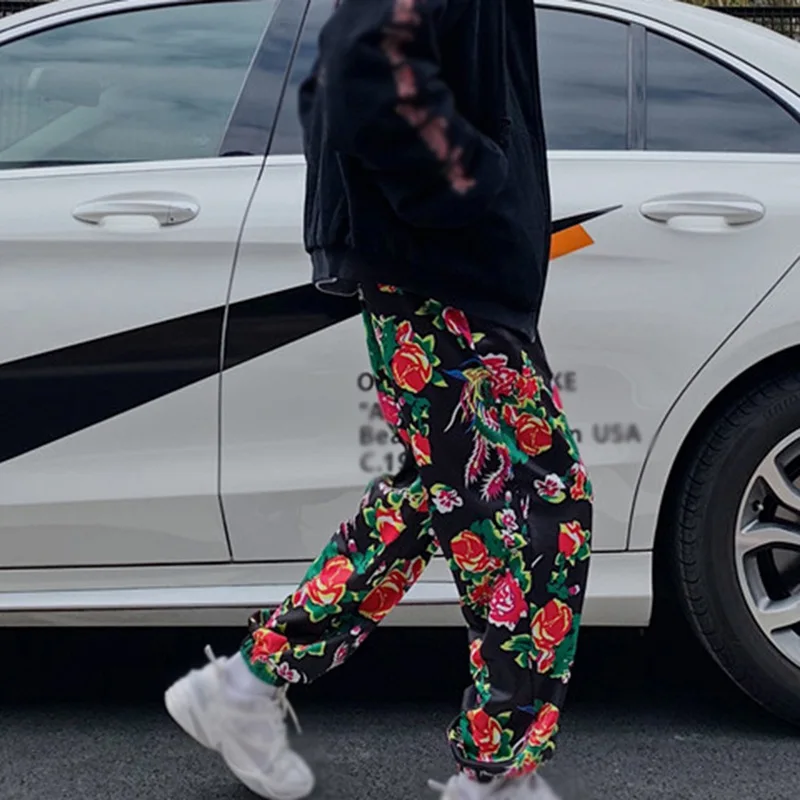 

New Street Bombing Handsome Big Flower Pants Men And Women The Same Hip-hop Harajuku Style Super Fire Loose Pants