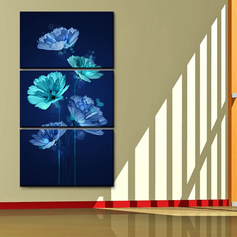 Artryst home decor large abstract 3 panel with frame flower canvas painting HD print poster living room wall art picture | Дом и сад