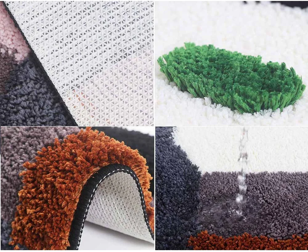

Flocking Geometric Bath Mat anti-slip Rugs Bathroom Door Mat Toilet Bathroom Absorbent Carpet High quality machine washable