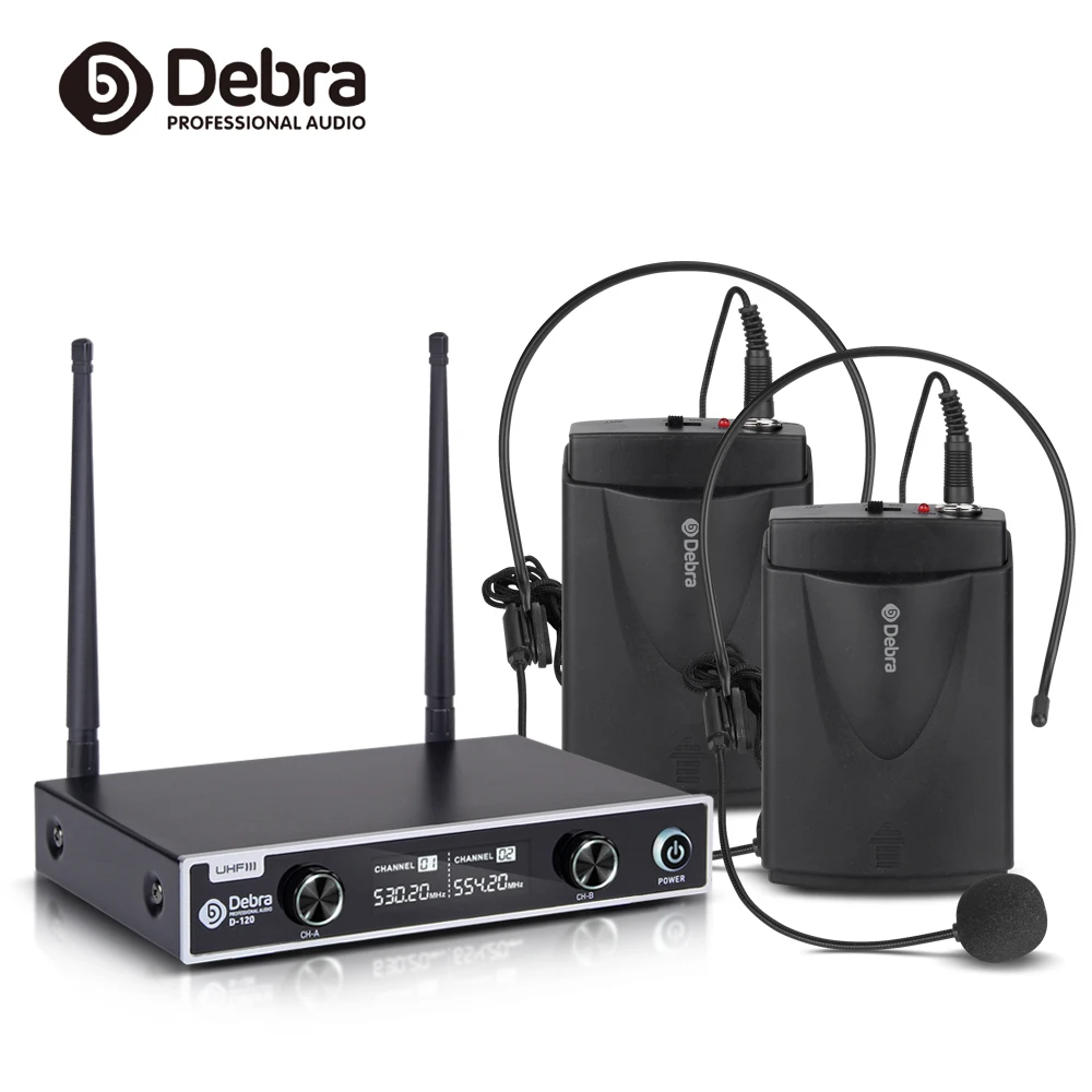 D-120 UHF 2Lavalier &amp Headset Беспроводная 2-канальная микрофонная система беспроводной
