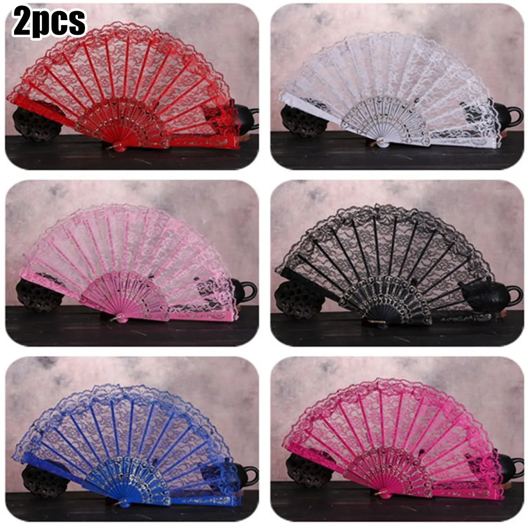 

1 *Folding Fan 2pcs Vintage Style Silk Folding Fan Pattern Art Craft Hand Fan Home Decoration High Quality