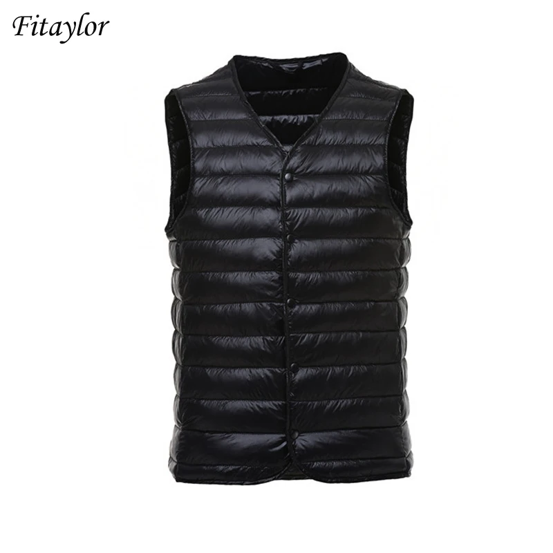 2021 пуховой мужской жилет Fitaylor ультрасветильник с V-образным вырезом без рукавов