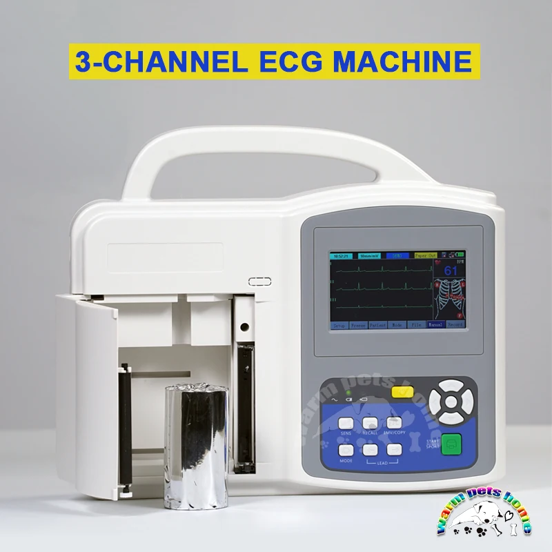 Животных собак кошек цифровой 3 канальный электрокардиограф портативный
