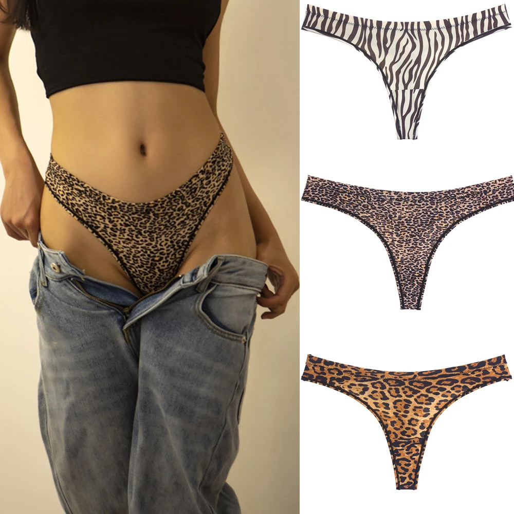 

Fashion Leopard Thongs Women's Sexy G-string Underwear Panties Brief For Ladies Stain Lingerie Intimates Female T-back Underpant