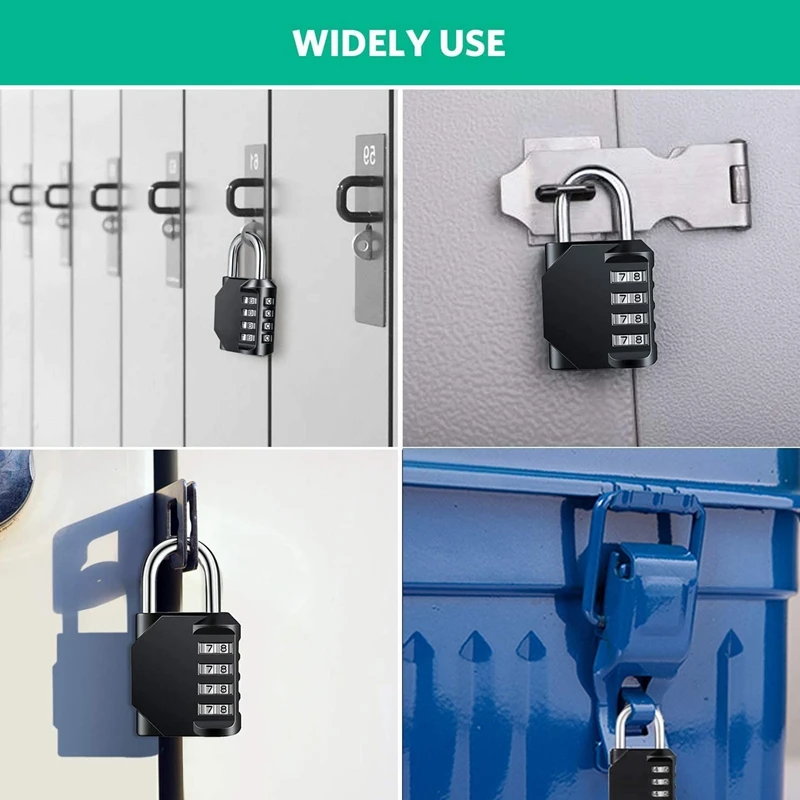 

Combination Lock Resettable 4-Digit Padlock with Combination, Waterproof and Heavy Duty Combination Padlock 2 Pack