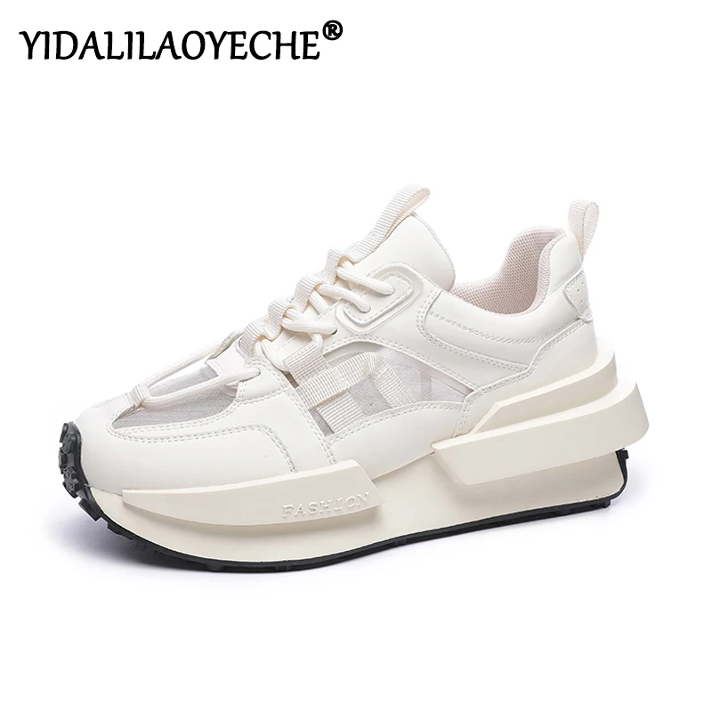White Sneakers for Women Mesh Women Chunky Sneakers Platform 2021 Lace Up Women Casual Sneakers Summer Female Sneakers 2021