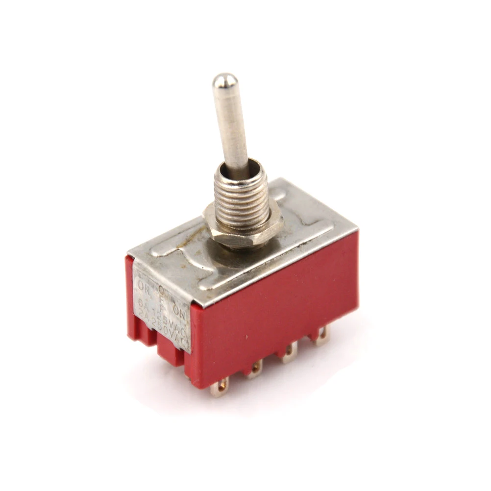 Новейшая модель 1 шт. 6A/125VAC 2A/250VAC 12 штепселный 4PDT Вкл/на 2 Позиции красный Мини