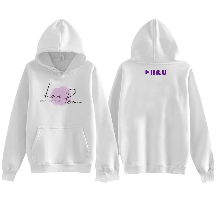 fleece Мода kpop iu концертная любовь стихотворение же печати флис/легкие свободные кофты унисекс iu пуловер Свободный свитшот 4 цвета - Цвет: fleece