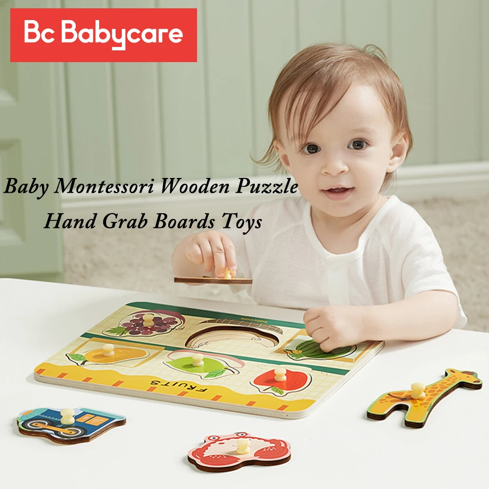 

Детские деревянные головоломки Монтессори, ручные захватывающие доски, игрушки, животные, фрукты, 3D пазлы, Танграм, пазлы для детей, Ранняя р...