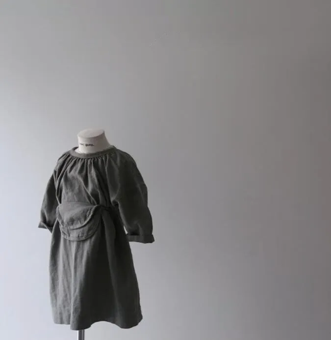 Весеннее Хлопковое платье с сумкой для девочек хлопковое до колен | Детская