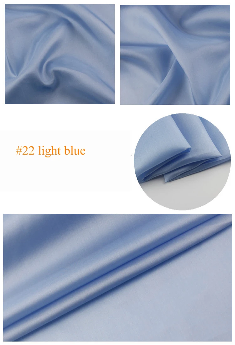 22 light blue Чистый шелк тутового шелкопряда подкладка ткань habutai Tissu - Цвет: 22 light blue