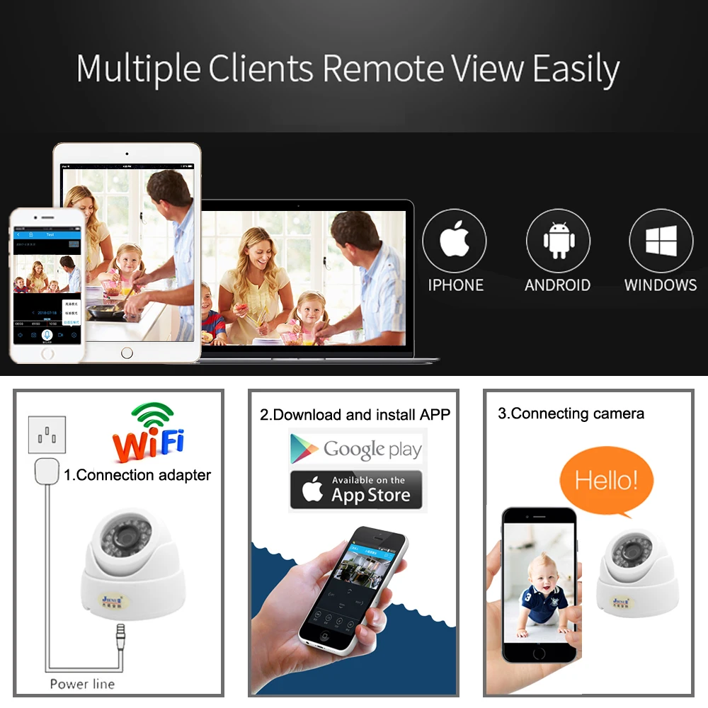 

Ip Camera 1080p Wifi 720P 960P HD Surveillance Home Security Onvif Wireless CCTV Camera TF Card Slot Infrared Audio Dome Camera