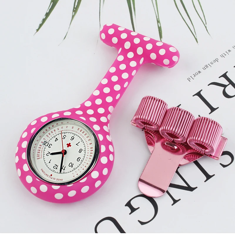 Polka dot silicone nurse watch set pen holder calendar Fob pocket medical gift for nurse doctor hospital watch