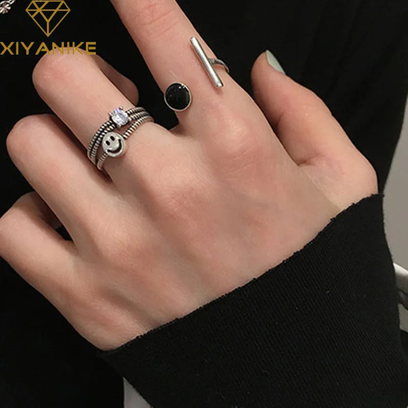 

XIYANIKE, Стерлинговое Серебро 925 пробы, винтажные модные кольца на палец, ювелирные подарки для женщин, пара, креативные вечерние аксессуары со ...