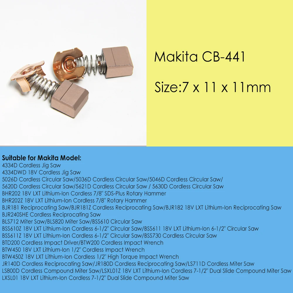 Оригинальные угольные щетки Makita CB441 для электродвигателей Беспроводная