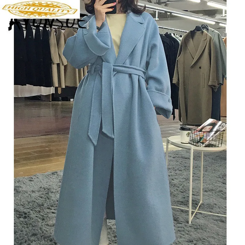 Пальто женская одежда 2019 корейское элегантное двухстороннее шерстяное пальто