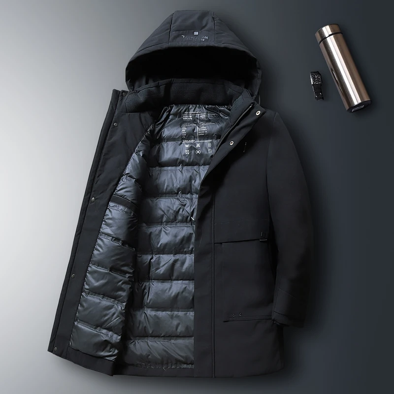 

Big size 7XL 6XL 5XL Thick Hooded Winter Jacket Men White Duck down Jacket Black Gray 2019 New Style Stylish Handsome Coat 9912