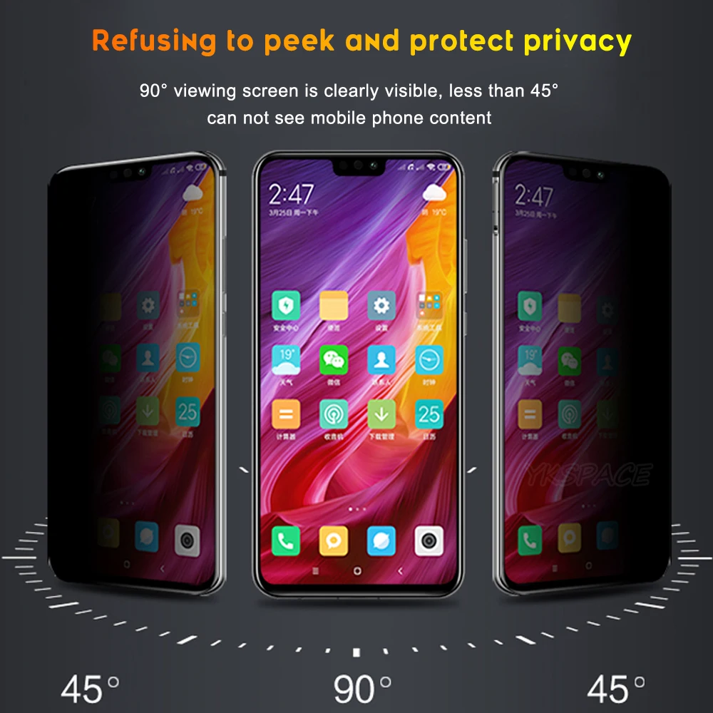 Полная защита экрана для Huawei Y7 Pro Y9 Prime 2018 2019 Y7pro антишпионская Антибликовая пленка