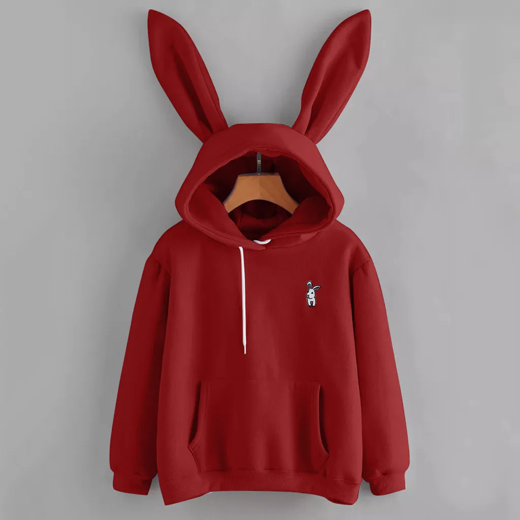 Hoodies Women Fashion Long Sleeve Rabbit Hoodie Sweatshirt Pullover Tops Streetwear Women Oversized Hoodies Moletom Feminino