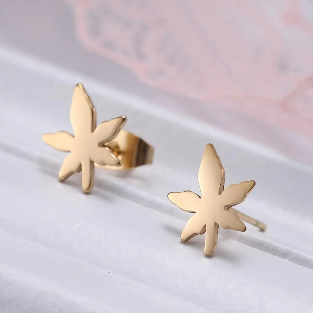 Женские серьги-гвоздики LIKGREAT серьги из нержавеющей стали в виде кленового листа