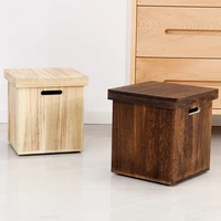 storage stool wooden stool for home folding storage compartment for seat organizer small can sit with storage box with retro nostalgic lid
