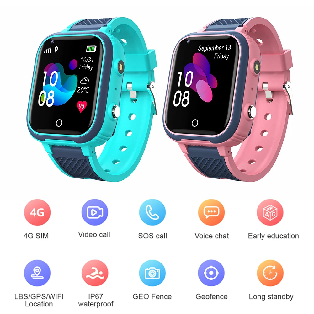 

LT21 4G Smart Watch Kids GPS WIFI Video Call SOS IP67 Waterproof Child Smartwatch Camera Monitor Tracker Location Phone Watch
