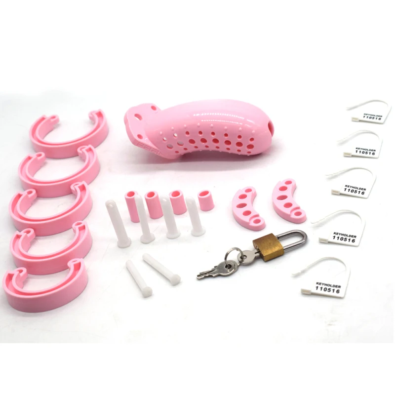 Розовая пористая пластиковая клетка верности CB короткая длинная для пениса