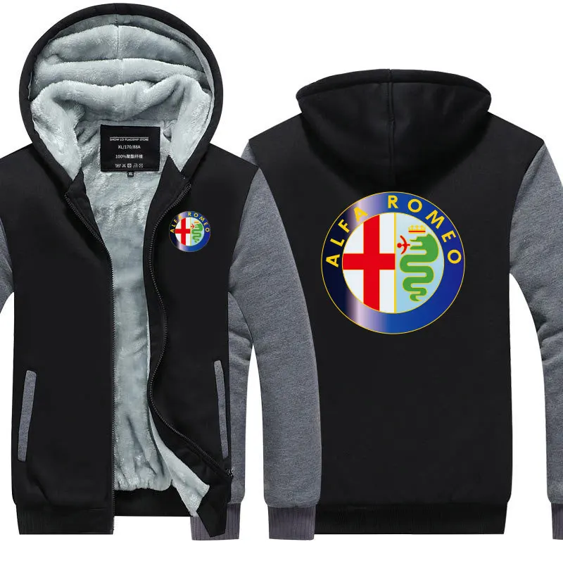 

M-5XL Autumn and winter Men Alfa Romeo sweatshirt male thicken coat casual overcoat clothing