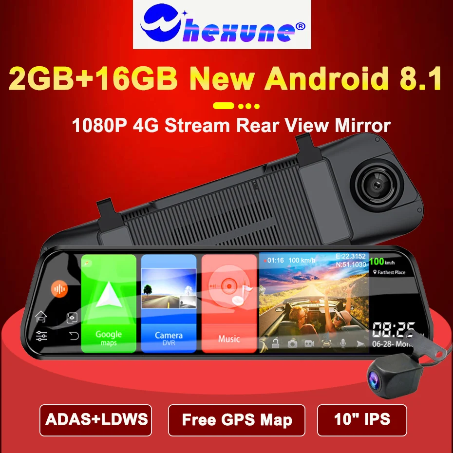 Видеорегистратор WHEXUNE автомобильный 4G GPS навигация 10 дюймов|Видеорегистраторы| |