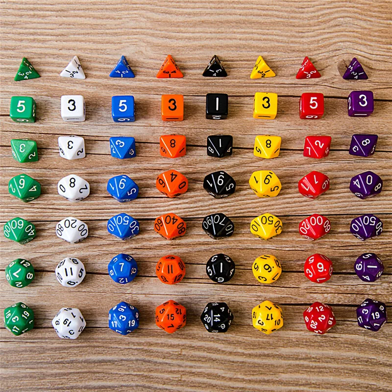 7 штук/комплект 6 дюймовый круглый Круглый D & D4 D6 D8 D10 % D12 D20 набор для
