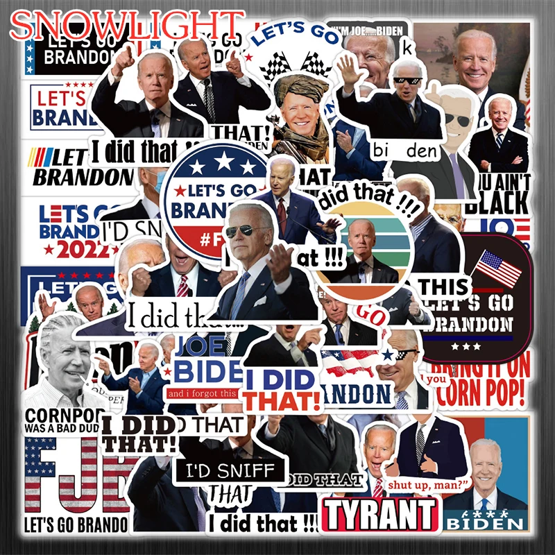 

10/50 шт./компл. мультфильм «I Did That Joe Biden Let's Go Bradon граффити наклейки для ноутбука, багажа, скейтборда, шлема «сделай сам»