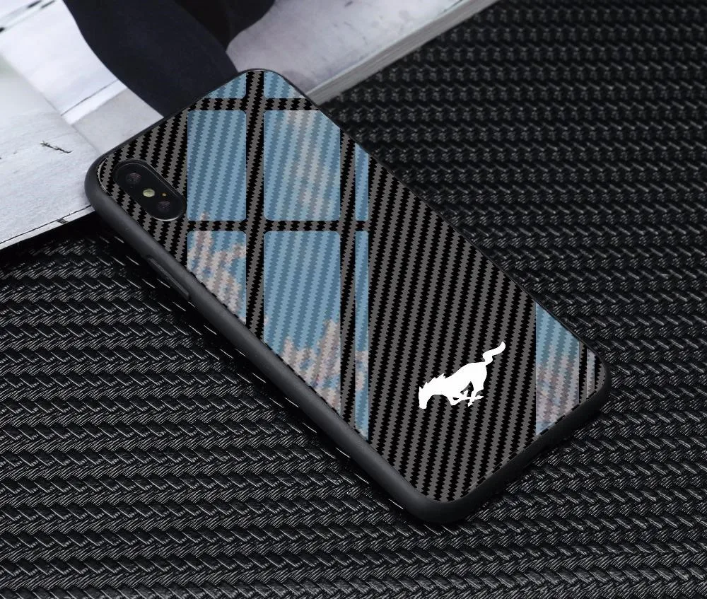 Стеклянный автомобильный чехол для телефона Mustang Ford iphone 11 pro Max XS XR X 6 6s 7 8 plus apple 12 mini