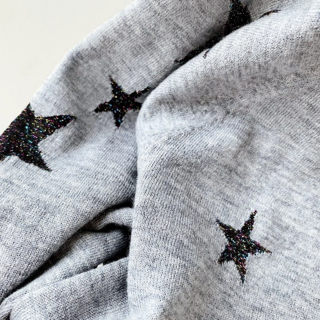 

Woman gray100% Cashmere sweater Contrast Stars Embroidered V-neck Long Sleeves 2022 Autumn Winter Sweaters