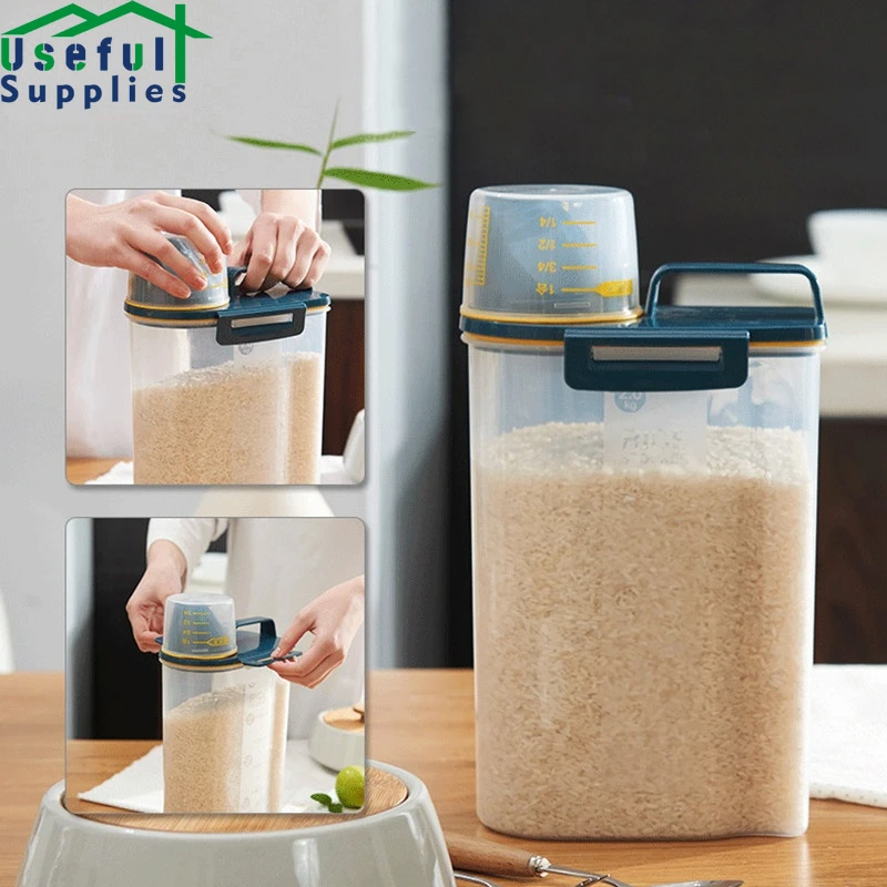 

2.5L/1.5L Plastic Food Container Seal Grains Jars Moisture-proof Kitchen Food Storage Organizer Scale Bottle Transparent Cans
