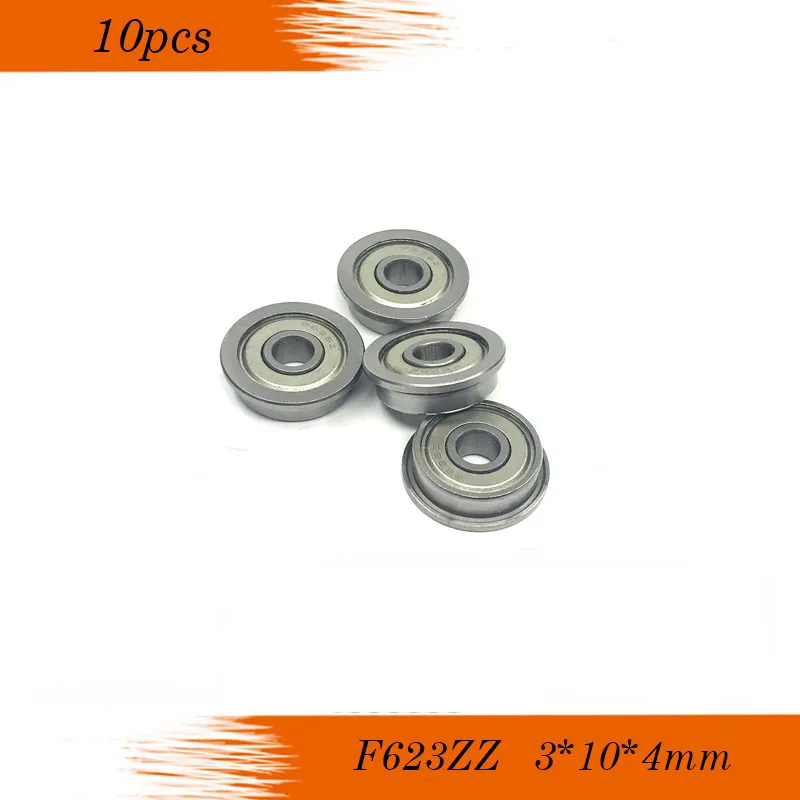 F623ZZ ABEC-5 (10 шт./лот) 3x10x4 мм миниатюрные фланцевые радиальные шарикоподшипники с