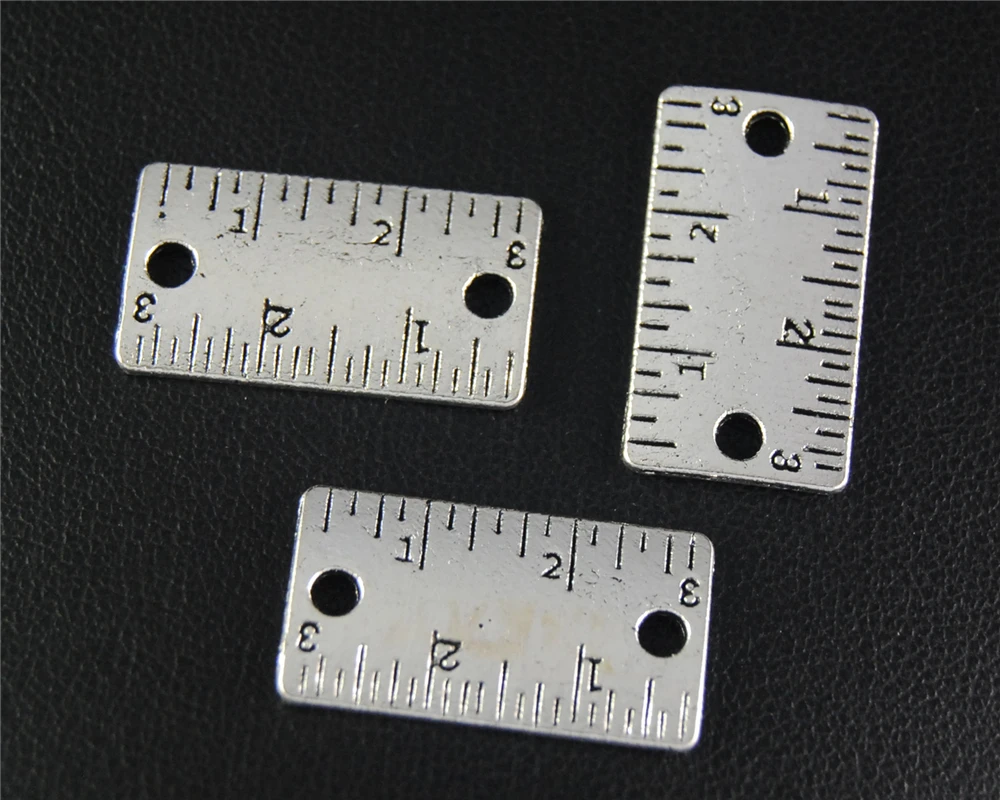 10 шт. Подвески школьные канцелярские принадлежности линейка серебро Цвет кулон