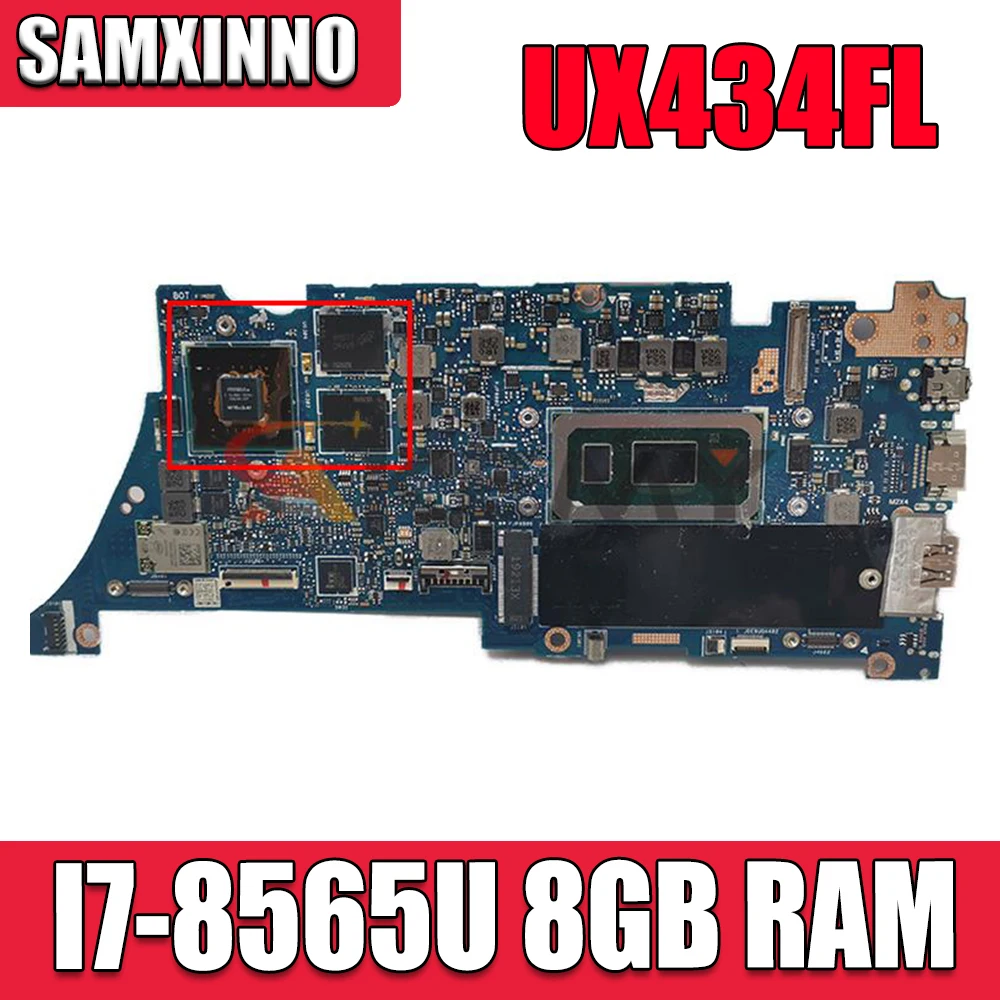 

Akemy UX434FL Laptop Motherboard For Asus UX434FL UX434F Mainboard New MB W/ 8G/I7-8565U MX250-V2G Tested full OK