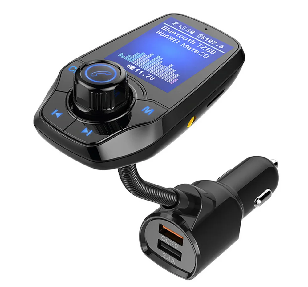 Автомобильный Bluetooth fm-передатчик без рук MP3-плеер цветной большой экран пусковой приемник QC3.0 Bluetooth радио передатчик T26D