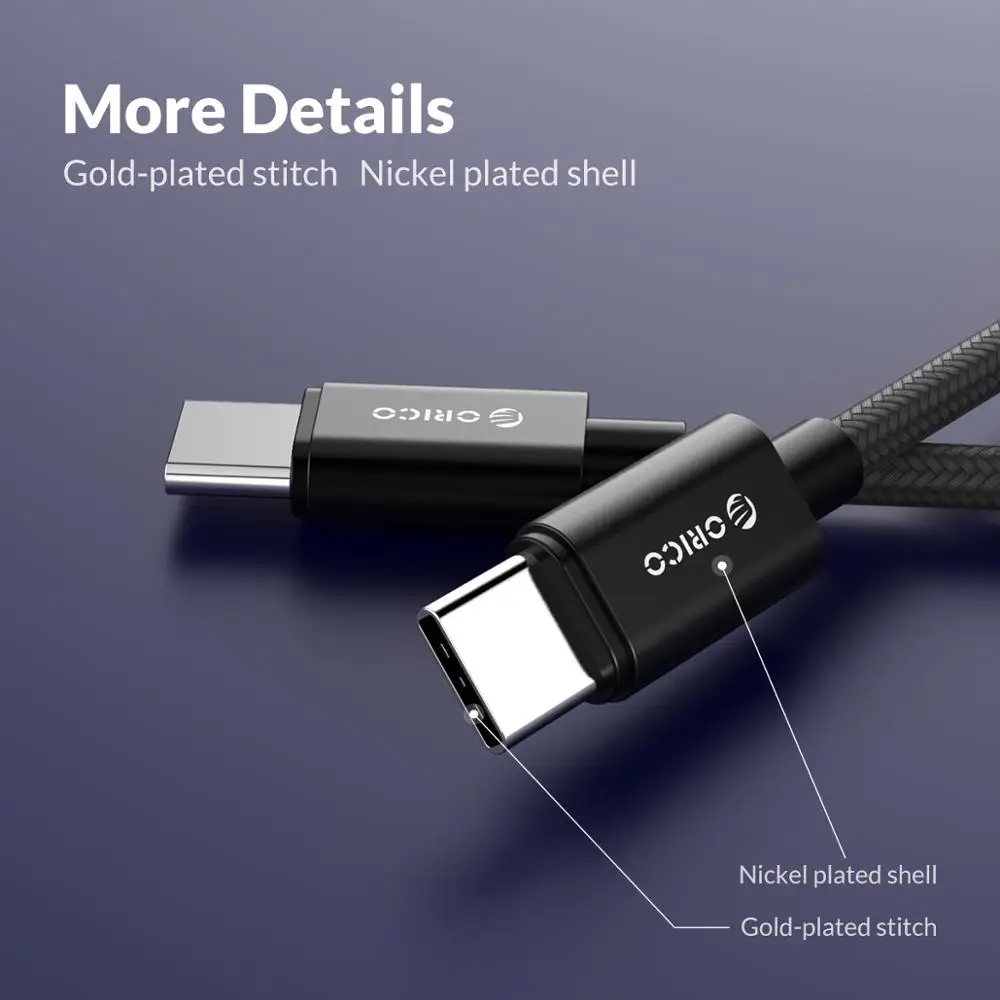 Кабель Orico USB Type C to QC3.0 5A для Huawei Mate 20 Redmi K20 Note7 Quick Charge 3 0 кабель быстрой зарядки MacBook