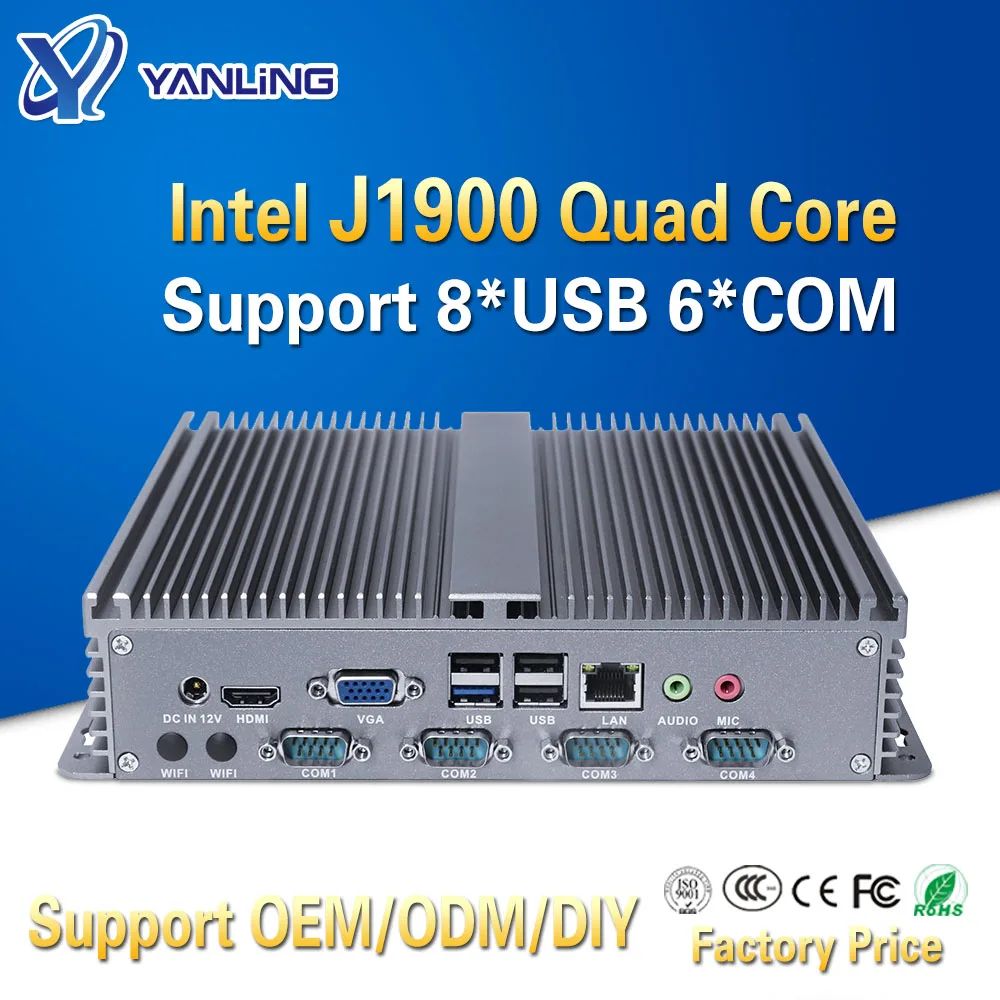 Yanling Самый дешевый встроенный мини ПК Linux Intel J1900 четырехъядерный X86 один Lan