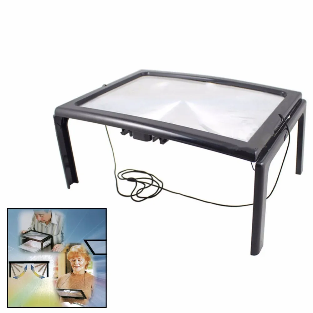 Desktop Magnifying Glass With 4 Led Lights Ultrathin A4 Full Page Large Reading Magnifier The Good Gift For Elders HY52 | Инструменты